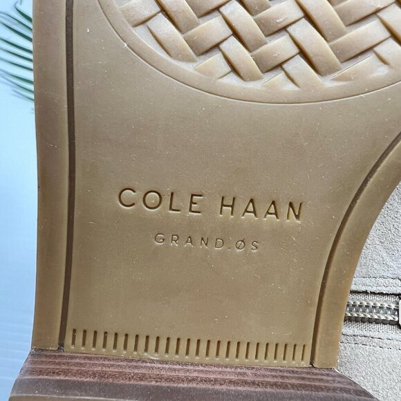 Cole Haan Tan Suede Hampshire Almond Toe Buckle Zip Ankle Boots Size 8.5B NWOB - Picture 13 of 14
